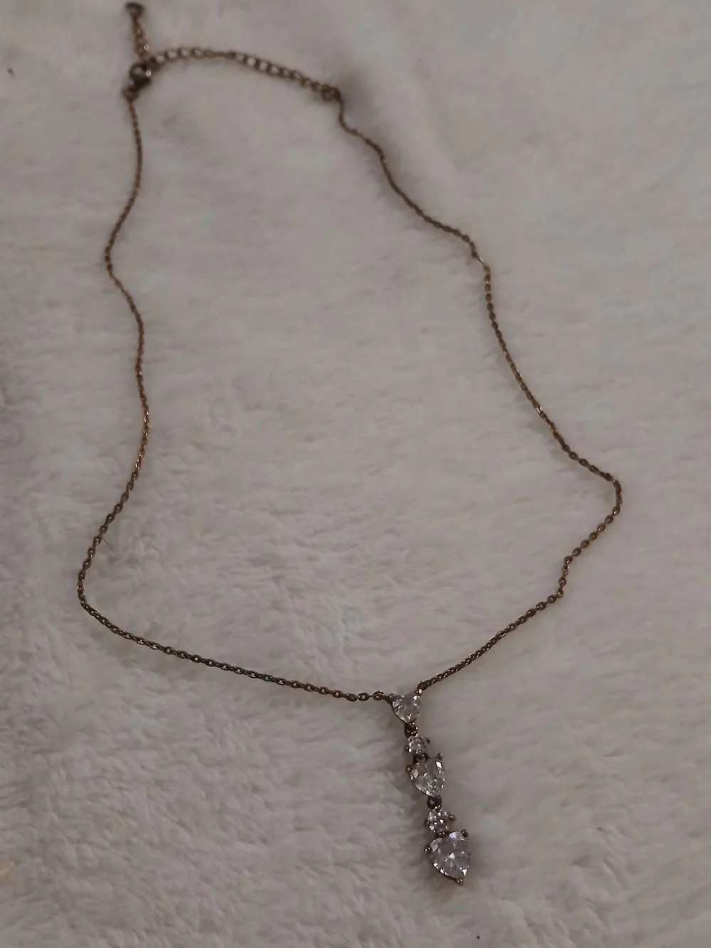 Avon [Vintage] Gold-Tone Cascading Clear Crystal Pendant Necklace - BRAND NEW